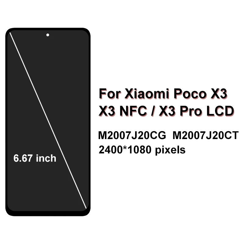 6.67 Wyświetlacz do Xiaomi POCO X3 Pro Wyświetlacz LCD Ekran dotykowy Digitizer Do POCO X3 NFC Części zamienne LCD Wyświetlacz M2007J20CG