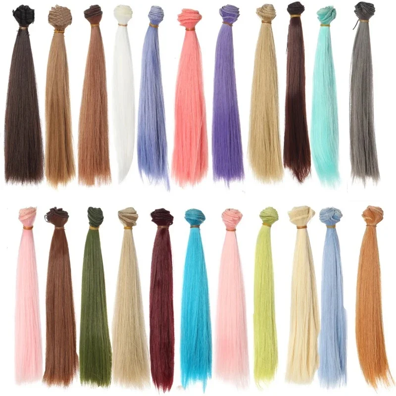 1szt Hair Refires Bjd Hair 25cm * 100CM Black Pink Brown Khaki White Grey Color Long Straight Wig Hair for 1/3 1/4 BJD Diy — zdjęcie 2
