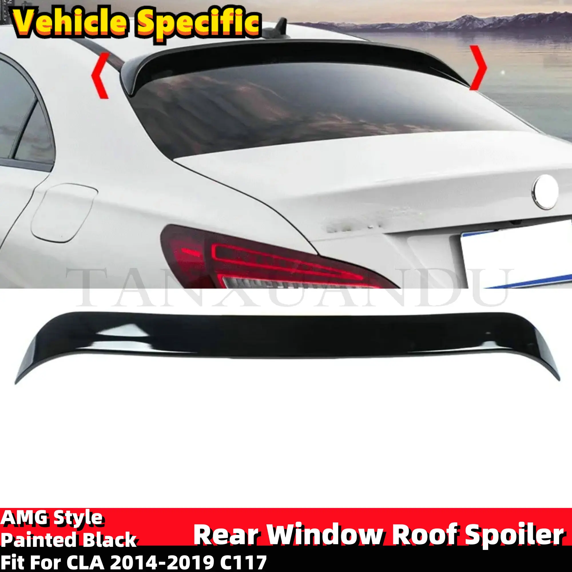 Fit For Mercedes CLA Class 2014-2019 C117 W117 Painted Gloss Black Rear Window Roof Roofline Spoiler Wing AMG Style CLA250 CLA45