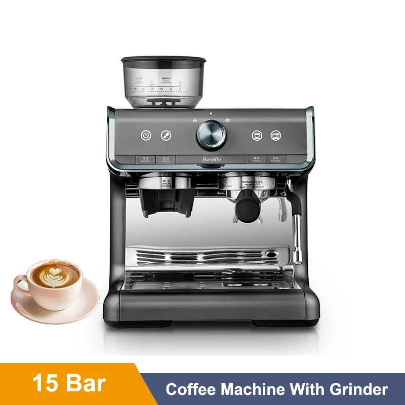 

Commercial 15 Bar Coffee Machine With 250g Bean Hopper Grinder Automatic Milk Foam Espresso Coffee Maker Machine