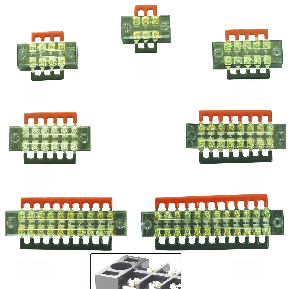 Bornier à vis électrique, bande à double rangée, panneau de câblage fixe, connecteurs de fil 600V 15A, connecteur de boîte, Contacts de câble 3/4/5/8p