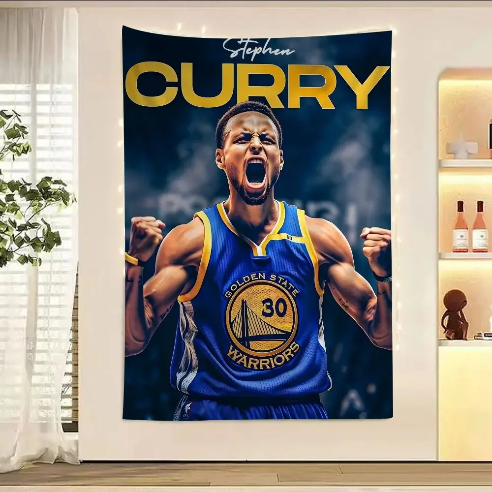 البوهيمي ستيف كاري نسيج غولدن ستايت ووريورز ديكور للتعليق على الحائط نمط الهبي طباعة كرة السلة الاحتفال المشجعين هدية