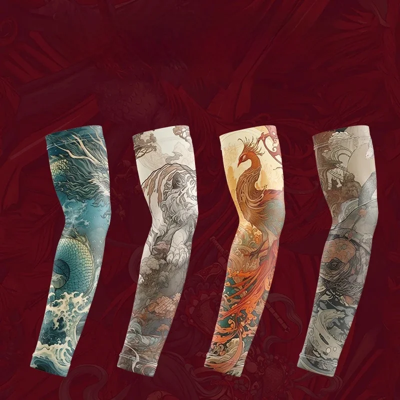 AliExpress RNO Rich Name Ocean Summer men's ice silk cycling driver tattoo sleeve sunscreen outdoor motorcycle arm cover