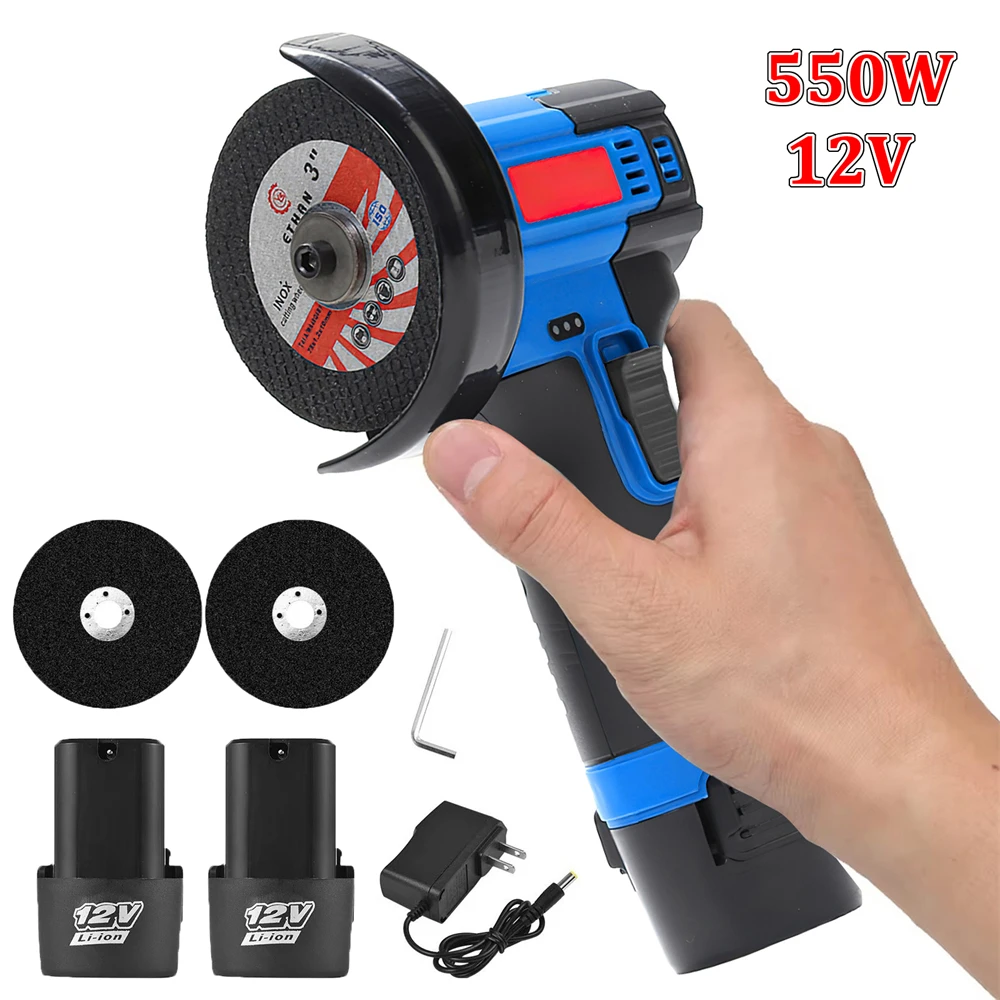 12V Mini Winkelschleifer 550W Akku wiederaufladbare Schneidemaschine Poliermaschine Elektrische Handschleifmaschine Poliermaschine