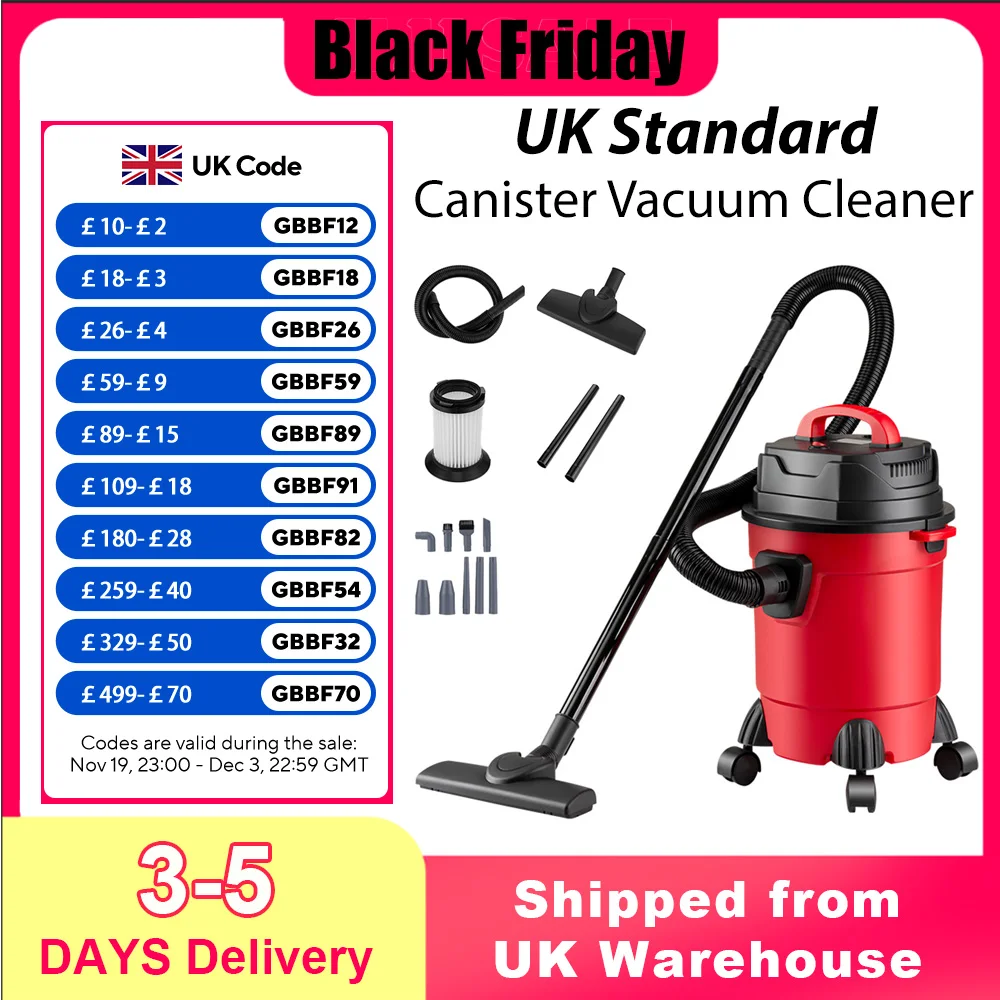 Hoover 15L Dry Wet Dust Vacuum Cleaner 4m Cord Handheld Blow Function Large