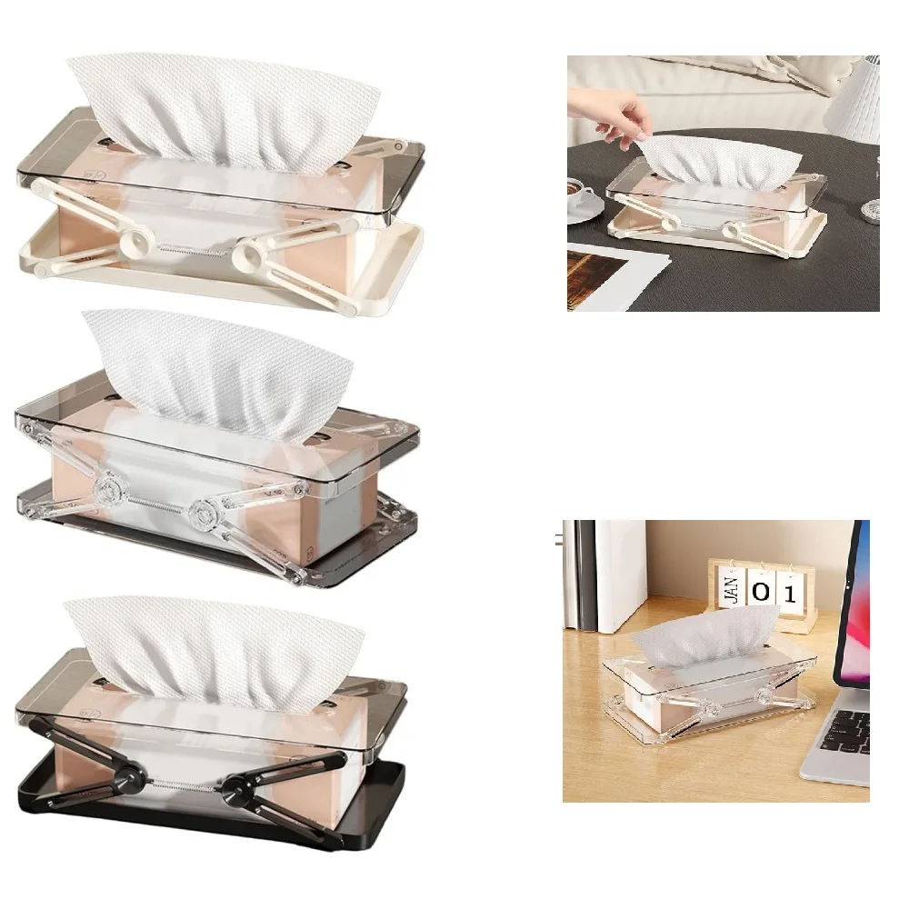 Living Room High-Value Telescopic Tissue Box Desktop Storage Paper Box Drawer Box Liftable Household Tissue Box Storage Box