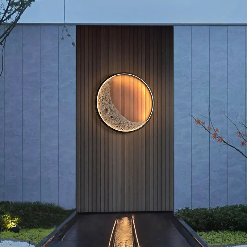 Modern Outdoor Led Wall Lights Patio Garden House Black Exterior Wall Sconce Simple Circle Waterproof Wall Lamp Porch Lights