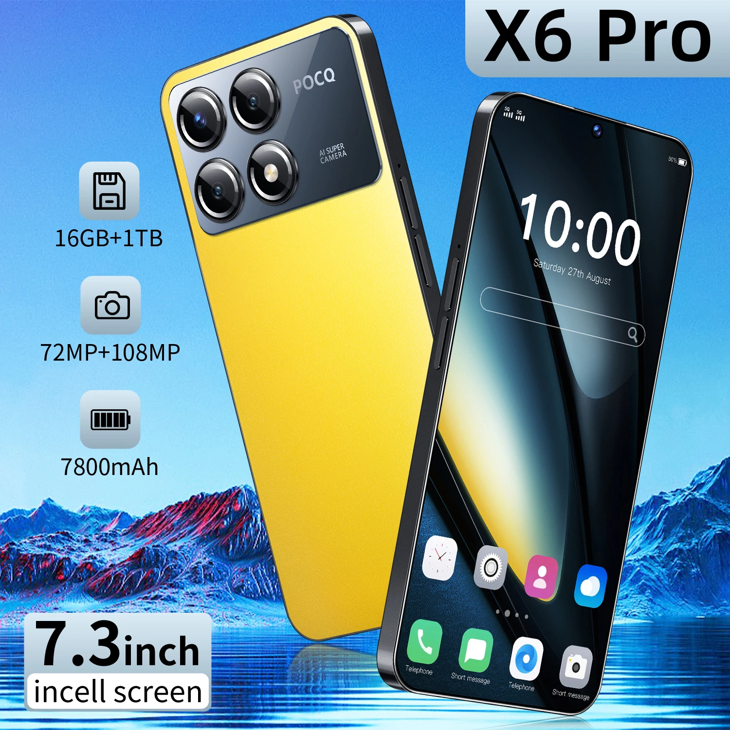 2025 Global Version X6 Pro Original Smartphone Snapdragon 8 Gen 3 50MP+108MP Cellphone Android Finger Unlocked Mobile Phone