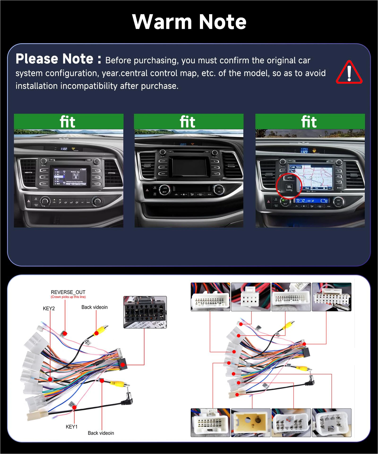 for Highlander 2015 2016 2017 2018 Android Radio TouchScreen Compatible with Wireless Carplay Android Auto,Car Stereo Bluetooth Navigation Multimedia Player GPS WIFI FM Rear Camera