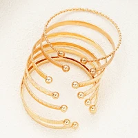 7 Pcs/Set Punk Gold Color Bracelets for Women Streetwear Goth Heart Prints Metal Design Open Bangle Fashion Jewelry Gifts - Image 3