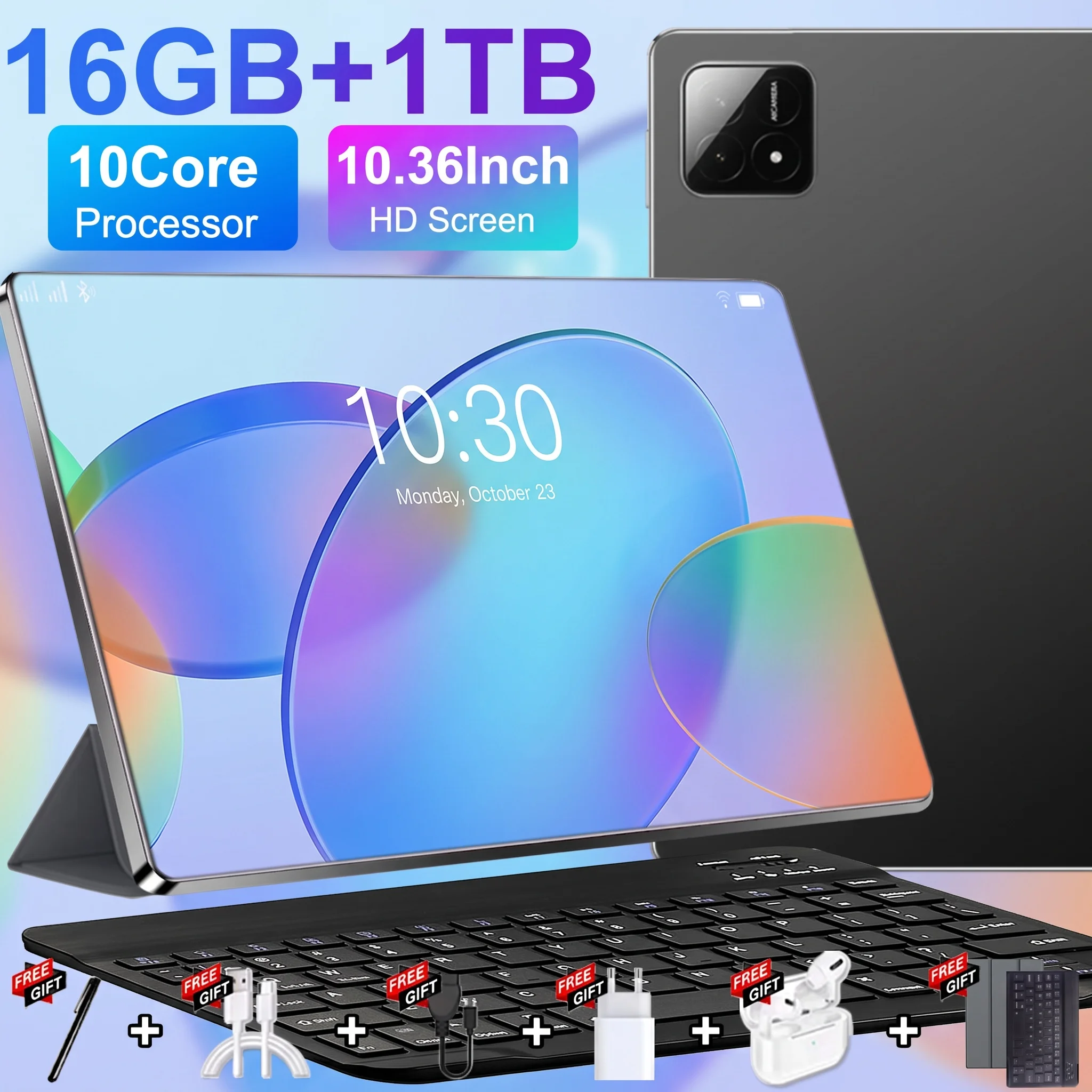 Tableta Portátil 2026 Android 13, Procesador de 10 Núcleos, 16 GB de RAM, 1 TB de ROM, Batería de 12000 mAh, Cámara Dual de 16 MP y 32 MP