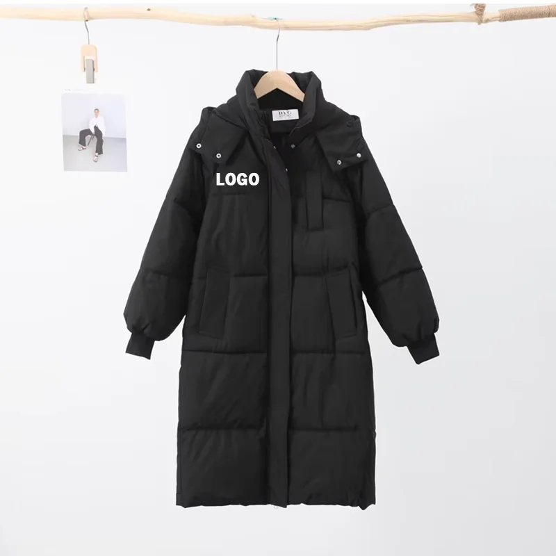 Benutzerdefinierte Damenjacke Verdickte Daunenjacke aus Baumwolle Damen Koreanische Version Lose Lange Overknee-Baumwolljacke Winterjacke Ins