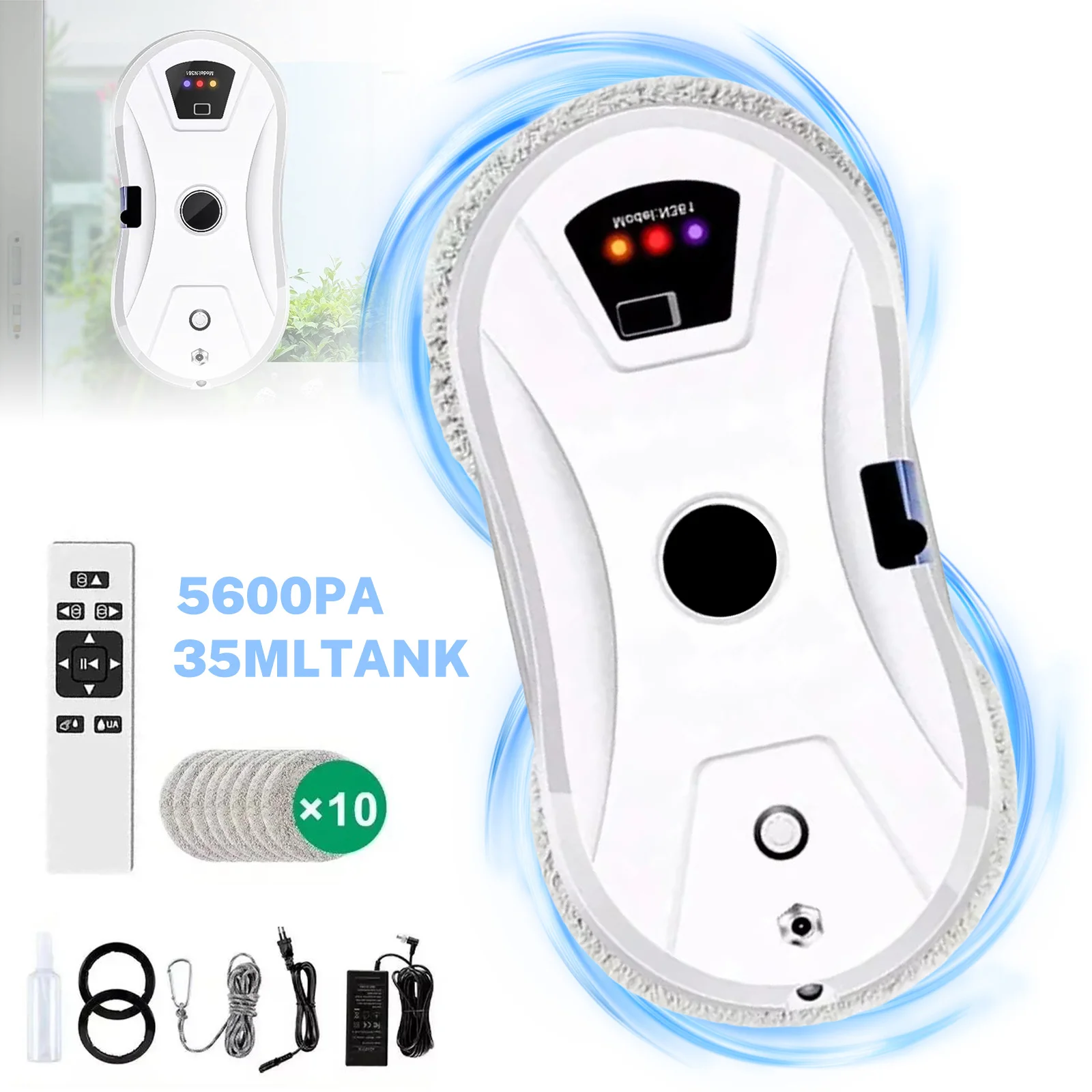 Ultracienki robot odkurzający i myjący okna 2 w 1 z mocnym ssaniem 5600Pa, elektryczną wycieraczką do szyb i inteligentną nawigacją
