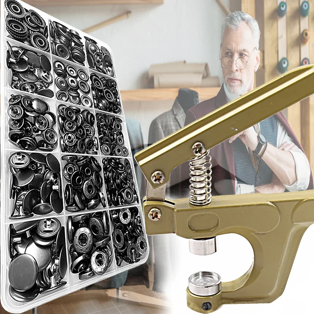 Neue Metall Druckknöpfe Botones Bouton Pression mit Druckzange Nähzubehör für Kleidung/Mäntel/Taschen/Lederhandwerk