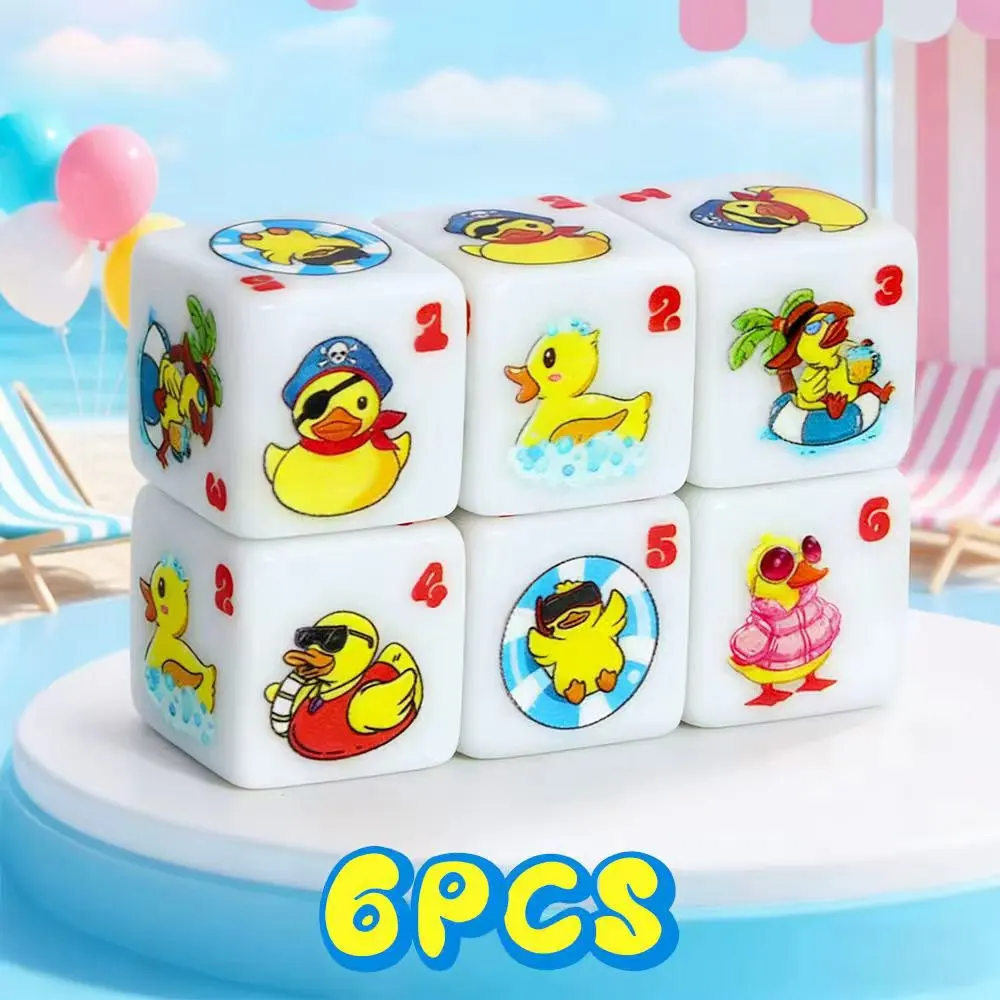 6Pcs  Yellow Duck Acrylic Dice Set – Fun D6 Six-Sided Game Dice for Tabletop Games, Role-Playing Games, Party
