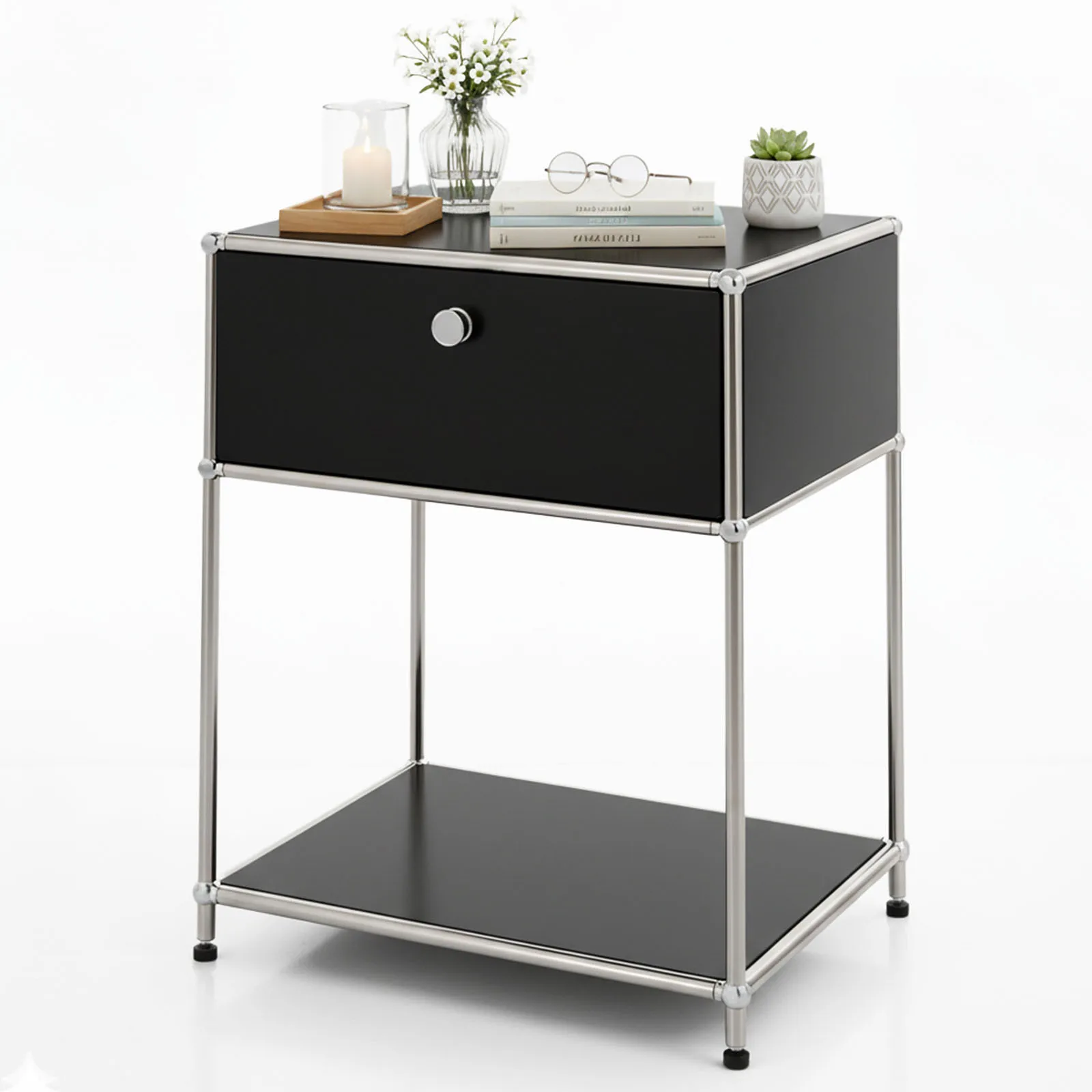 FLOORDIREKT Metallregal Concept Epure MK-139 - Beistell- & Aufbewahrungsregal mit Schublade & Ablagen - in 4 Farben