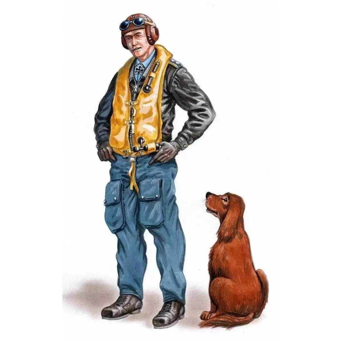 Figurine de pilote et de chien allemand GK en résine, modèle 1/48, non assemblé et coloré