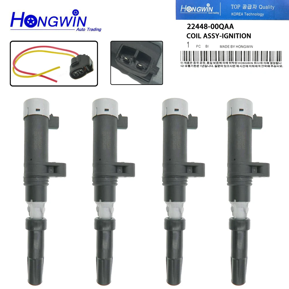 4PCS 7700107177 22448-00QAA Ignition Coil Plug For Renault Clio Espace Grand Scenic Kangoo Laguna Logan Megane Nissan Opel