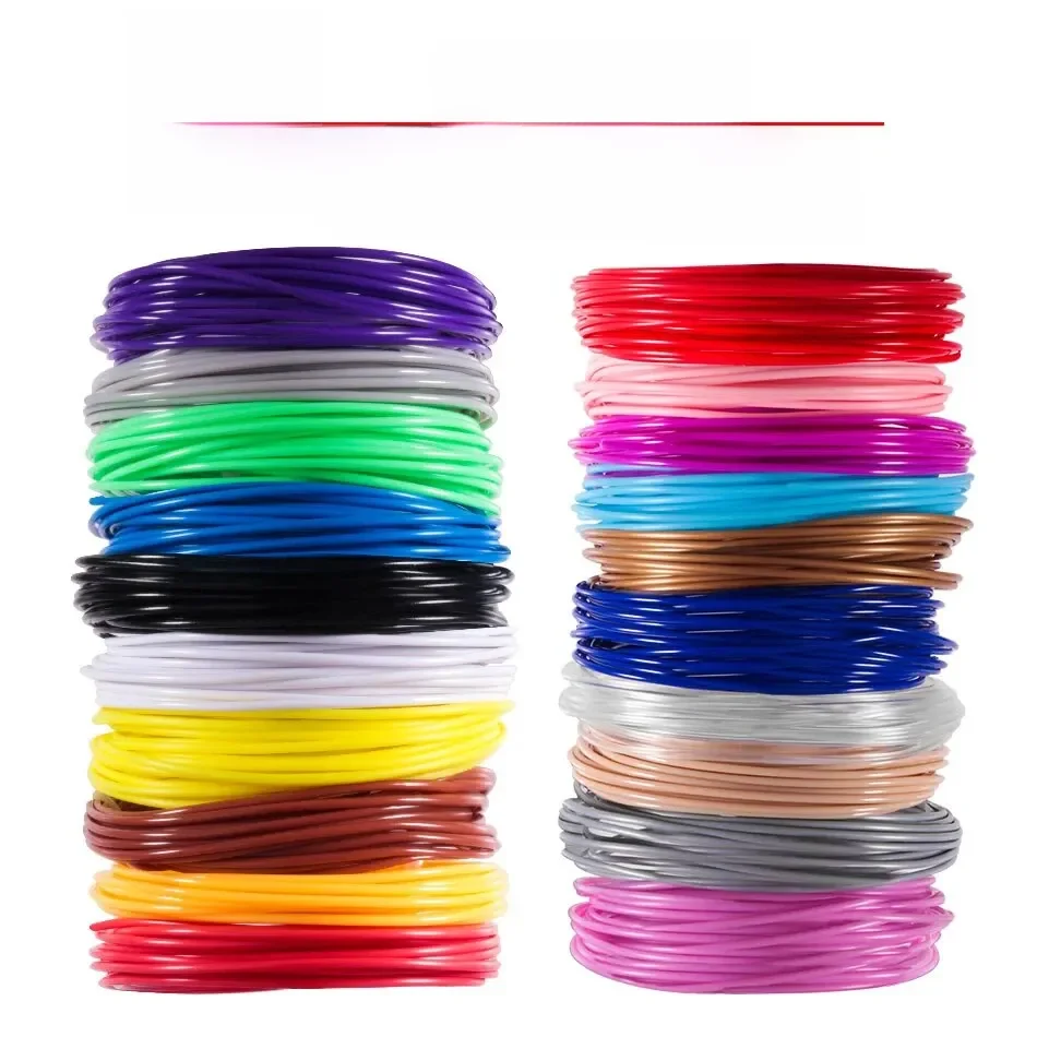 Stylo 3D multi-couleurs, 5m, 20 couleurs, pour tous les jours, matériaux d'impression à filament, câble d'imprimante de haute précision