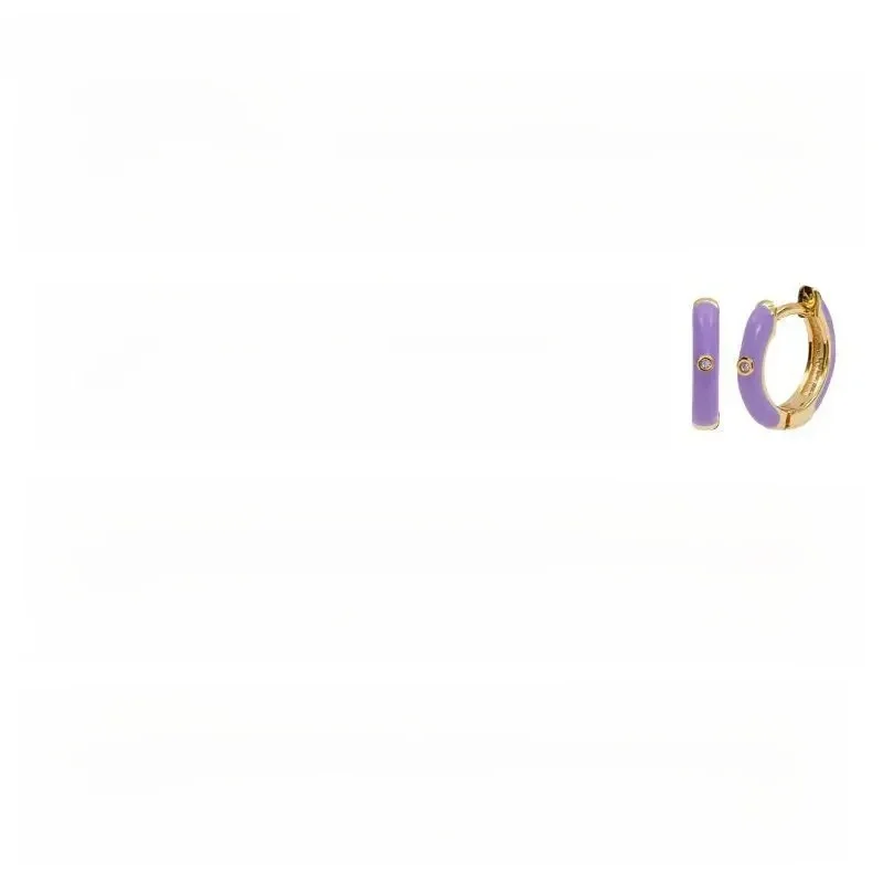 Pendientes 925 Sterling Silver Ear Buckle Colorful Enamel Hoop earring CZ gold Kolczyki dla kobiet Biżuteria modowa prezent urodzinowy — zdjęcie 2