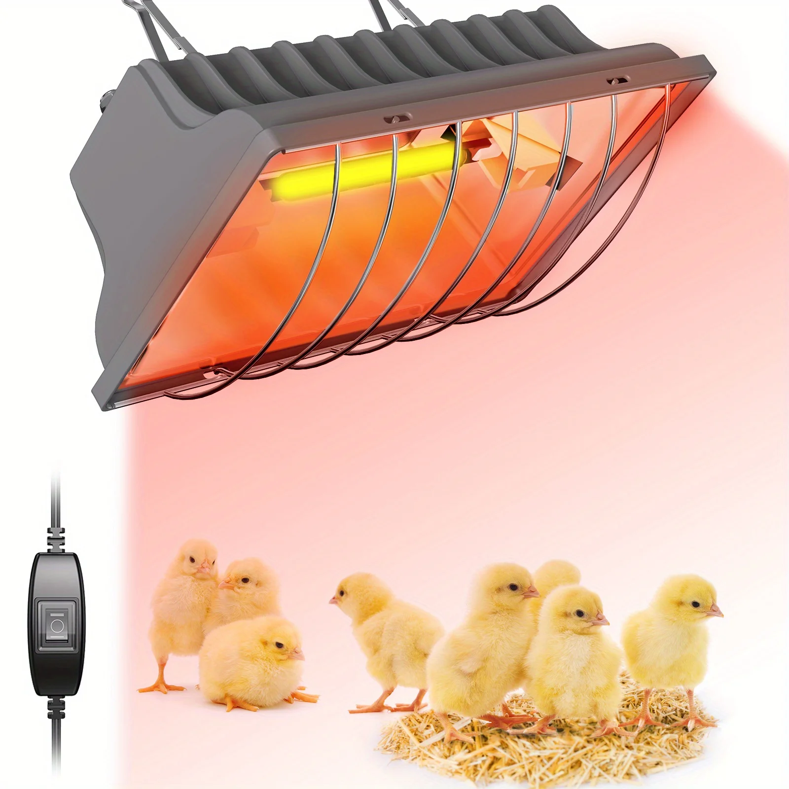 Chicken Coop Heater Brooder Heater Lamp Heating Plate 2 Adjustable Lamp Temp Livestock Warning Light Poultry Supplies