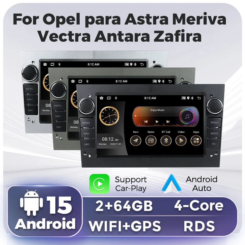 7-inch Car Radio Wireless Carplay For Opel Astra H G J Meriva Vectra C Antara Zafira B Corsa D Android 15 Intelligent Systems