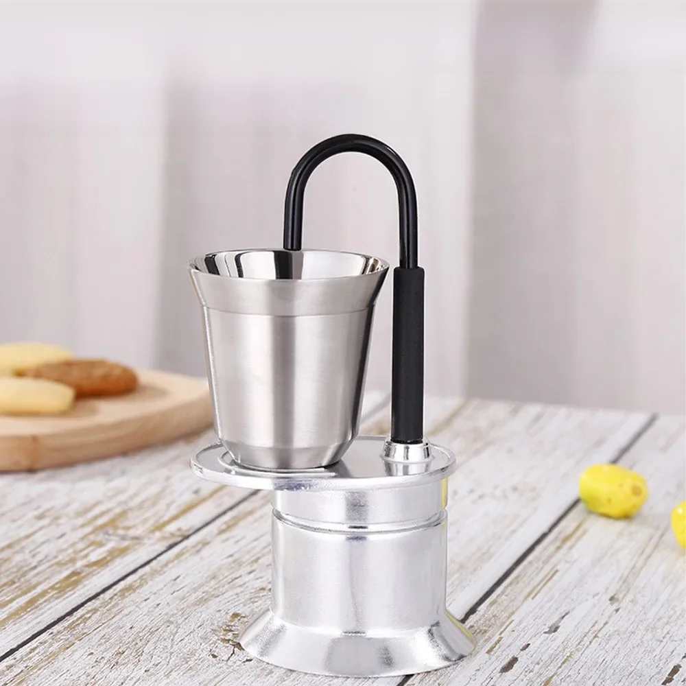 50ml Aluminium Single Tube Moka Pot 1 Tasse Kaffeekanne Herd italienische Kaffee maschine Espresso