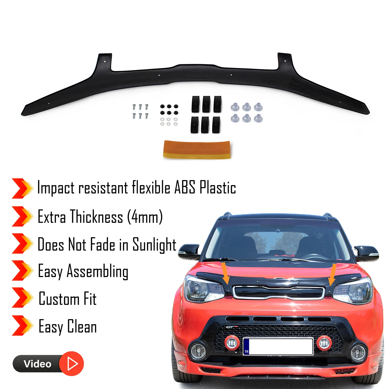 

Hood Deflector Guard for Kia Soul (2015-2020) - (HB) Bug Shield Bonnet Protector / 4 mm thickness and ultra-durable material