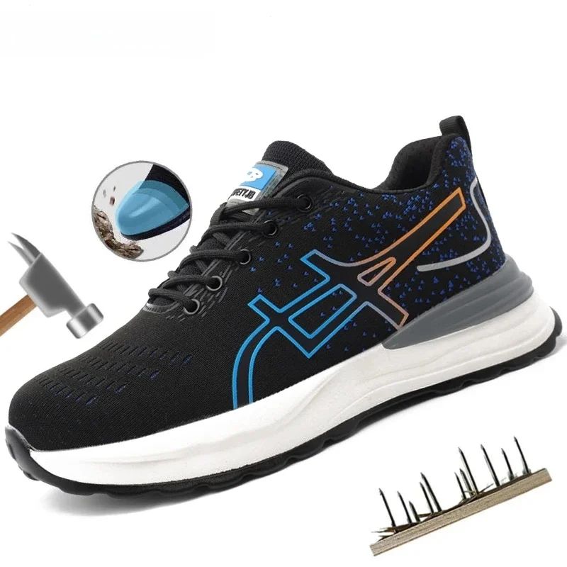 Chaussures de sécurité en maille respirante, anti-écrasement, anti-ichi, résistantes à l'usure, chaussures de travail confortables et sûres