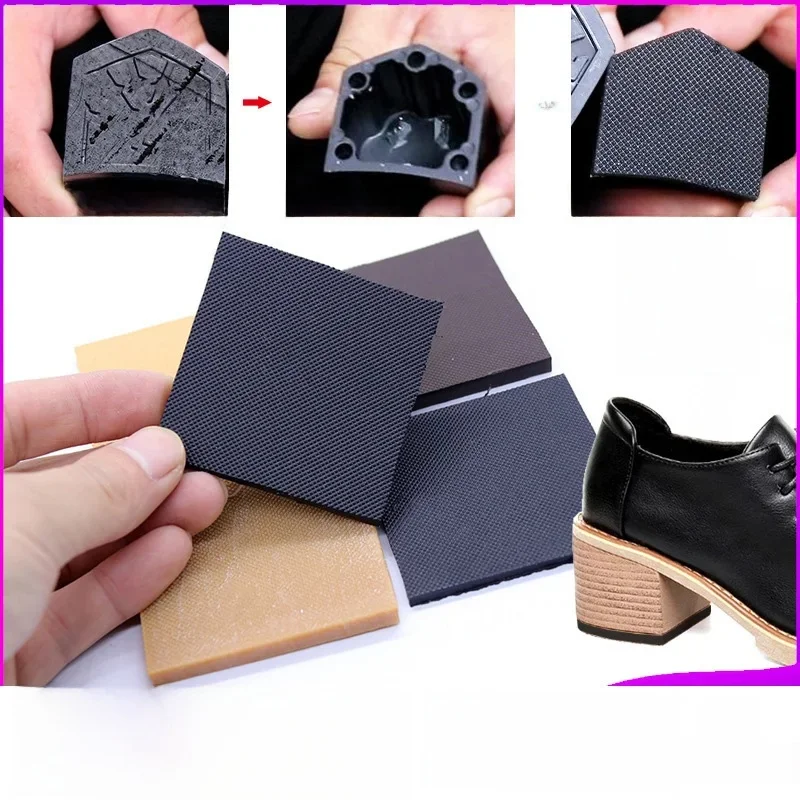 1 paire bricolage semelle en caoutchouc pour talons hauts réparation chaussures pneu Grain vague modèle réparation travailleur chaussures semelle extérieure bâton sur semelles talon coussinets