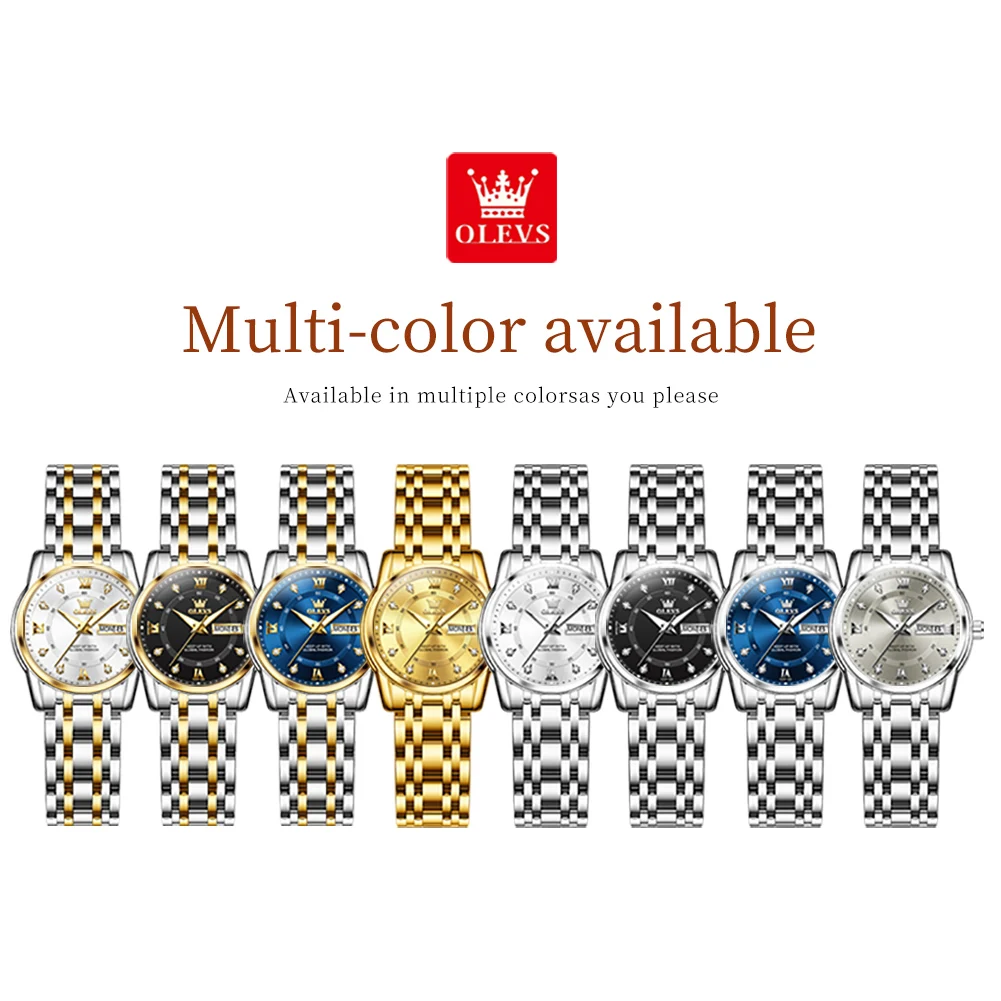OLEVS 5513 Quartz Watch for Women Diamond Luxury Elegance Calendar  Stainless steel Waterproof Ladies Watch Christmas Gift