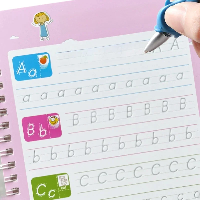 Wielokrotnego użytku nauka alfabetu 3D kaligrafia zeszyt matematyka angielska książka rysunek liczby edukacja dla dzieci praktyka zabawki prezenty — zdjęcie 2