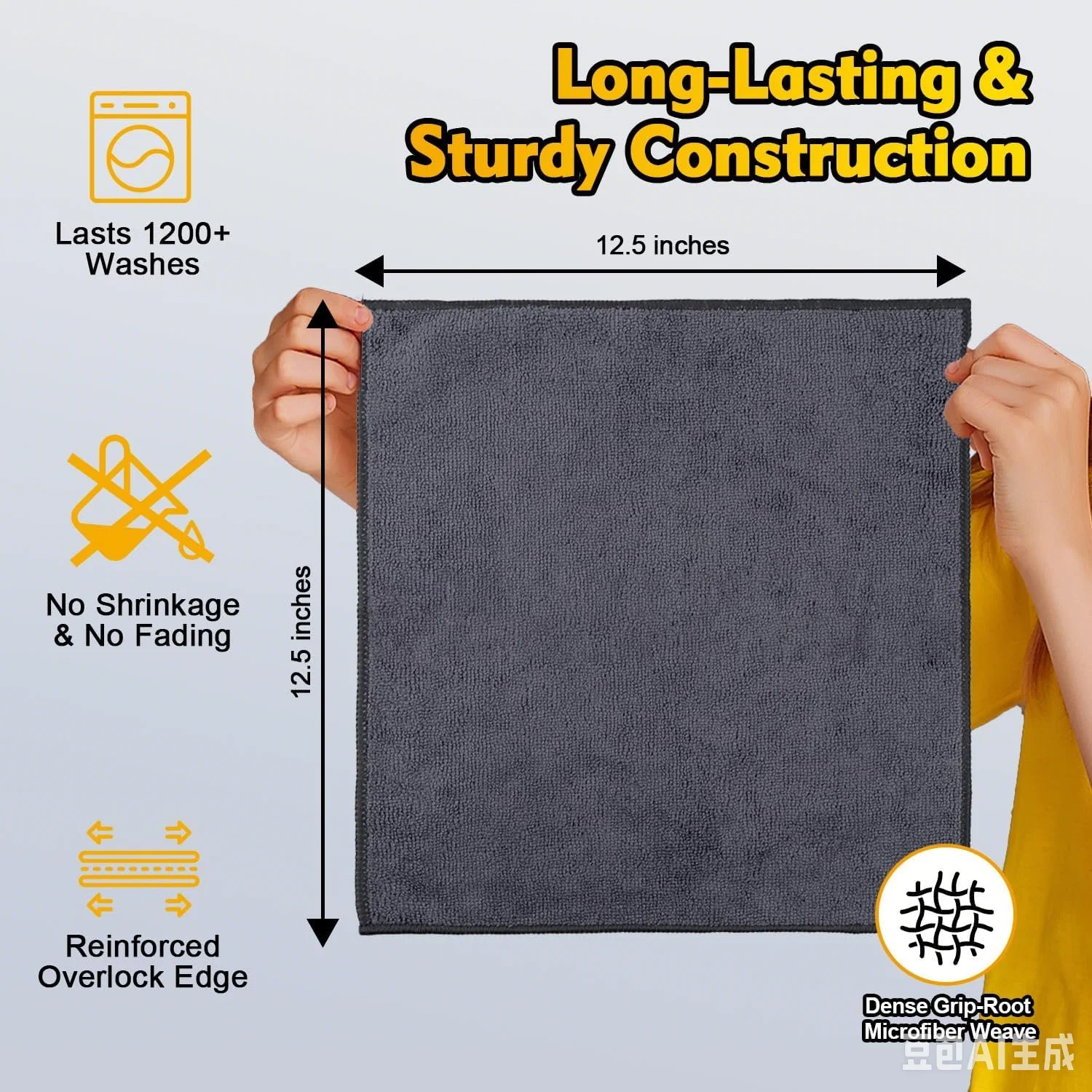 Microfiber Cleaning Cloths, Ultra Absorbent Lint Free Streak Free Gray Towels for Car, Kitchen, Household Cleaning, 12.5 x 12.5 Inch