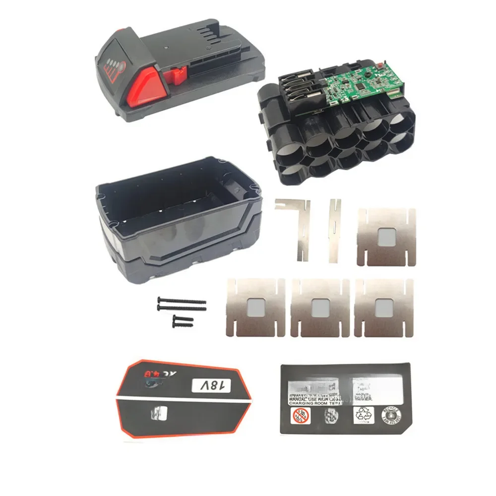 Obudowa akumulatora narzędziowego 5S2P 18650 10-rdzeniowa obudowa do Milwaukee M18 18V DIY Zamienna plastikowa obudowa z płytką PCB bez akumulatora — zdjęcie 2