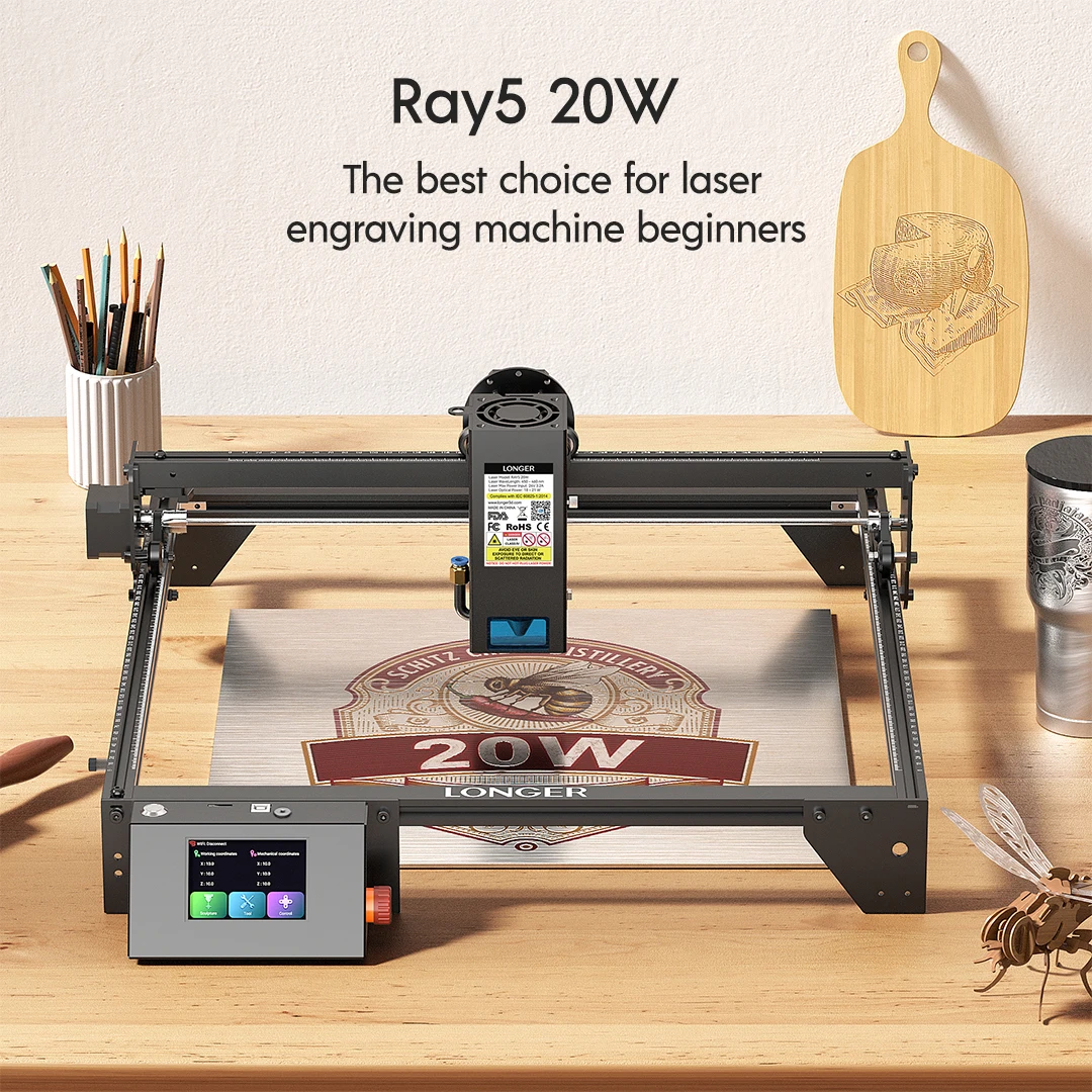 LONGER RAY5 20W amélioré Laser graveur découpe Machine de gravure bricolage métal bois cuir plastique couleurs impression CNC outil