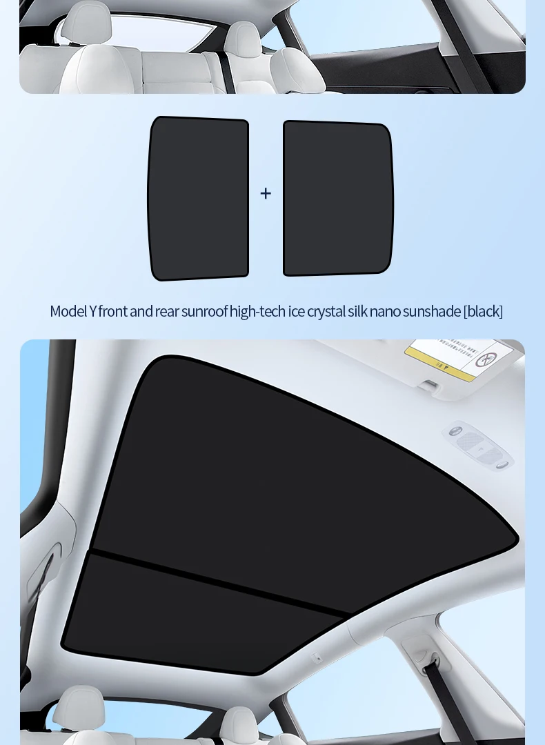 2PCS Für Tesla Modell 3/Y/3 Highland/Y Juniper Eis Tuch Schnalle Shades für Glas dach Vorne und Hinten Schiebedach Dachfenster Sonnenschirm – Detail 25