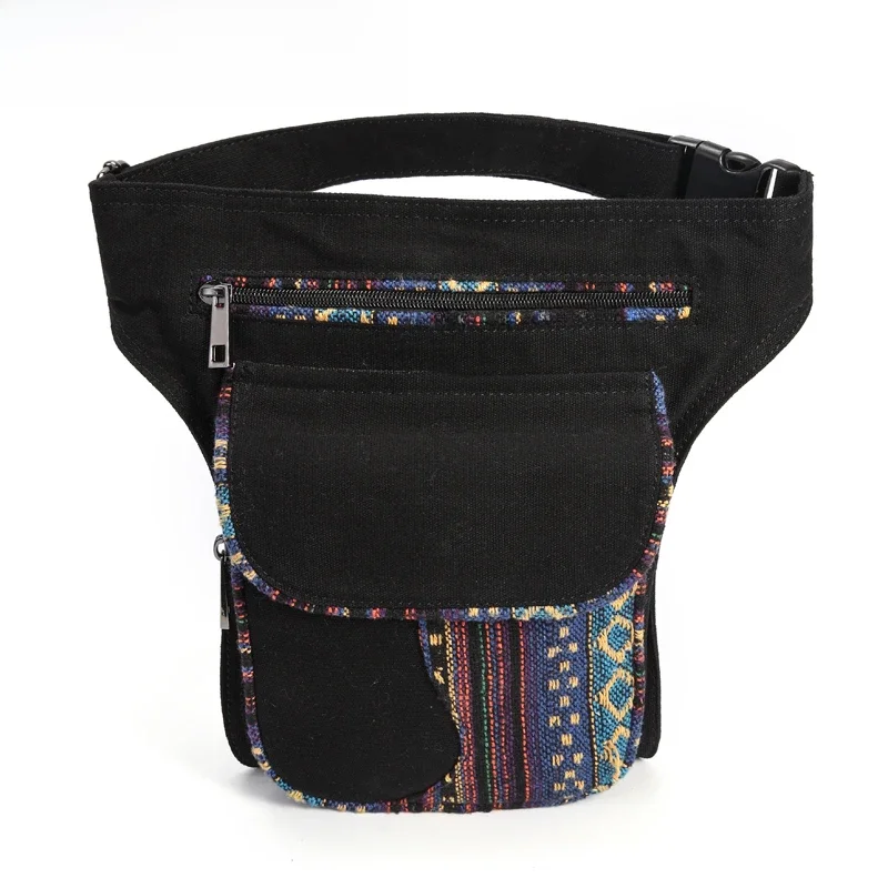 Annmouler Talii dla kobiet w stylu bohemy Fanny Pack Ladies Hip Bag Patchwork Phone Pockets Bag Large Capacity Leg Bag Purse — zdjęcie 2