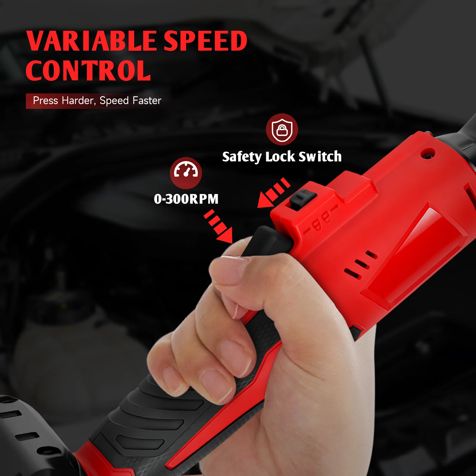Brushless Electric Ratchet Wrench Set 3/8" 300RPM Variable Speed Wrench Impact Driver Power Tool for Milwaukee 18V Battery