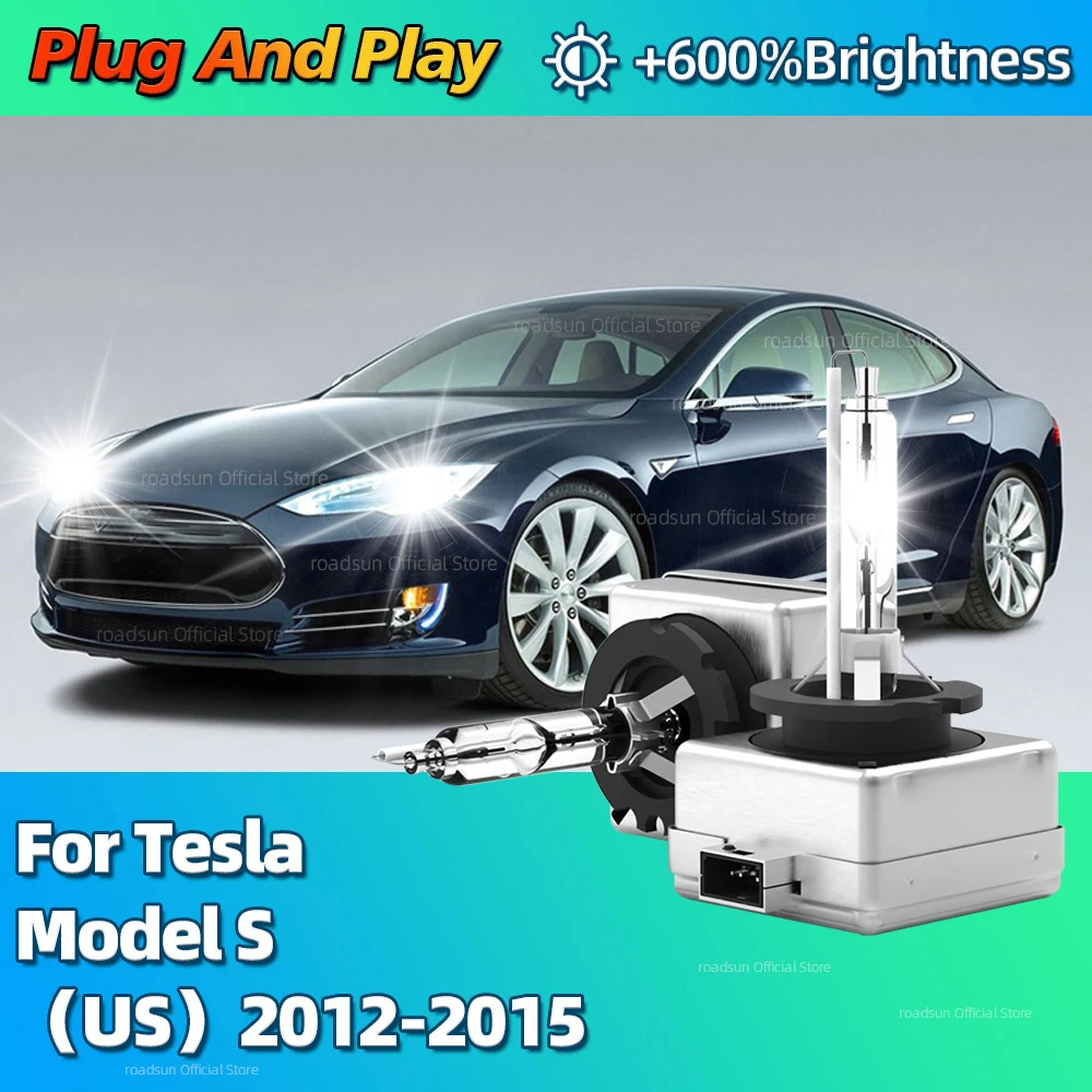 6000K D3S HID Xenon Headlight Bulb 35W Car Lights 10000LM Bright Lamp For Tesla Model S 2012 2013 2014 2015 Plug-N-Play