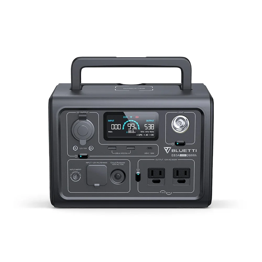 【US PLUG】BLUETTI EB3A Portable Power Station | 600W 268Wh, Solar Generator for Outdoor Camping