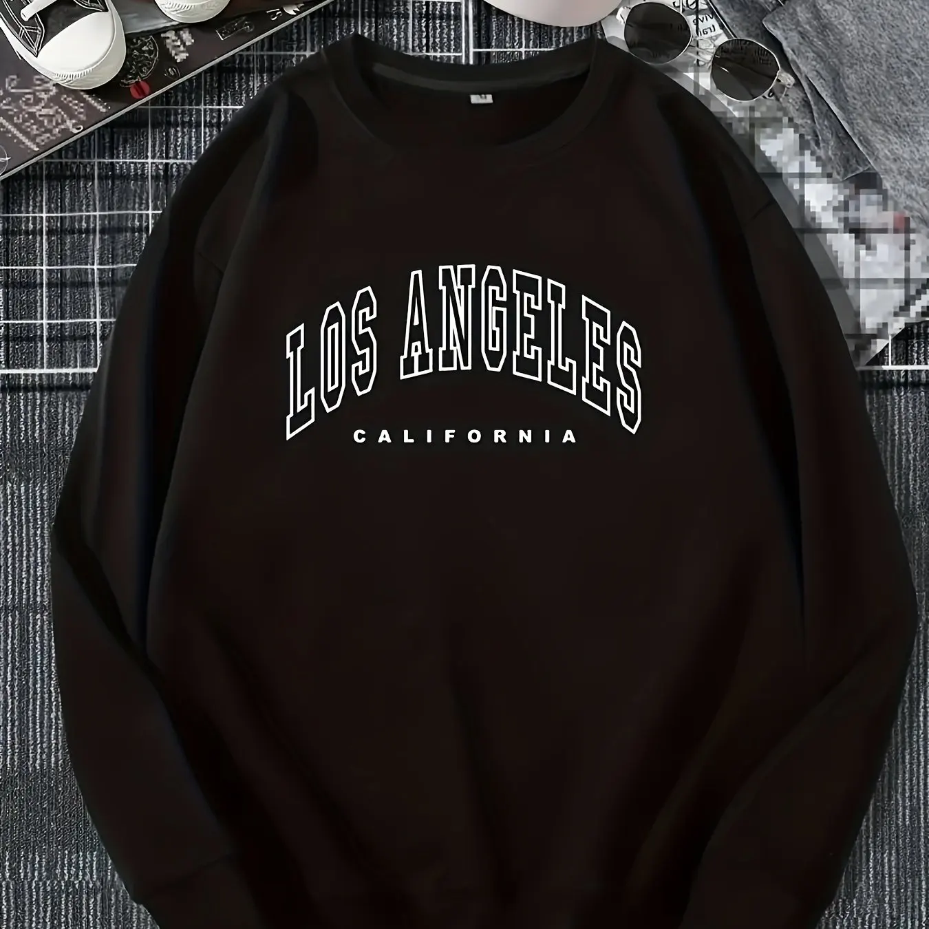 Los Angeles Print Preppy Sweatshirt, Long Sleeve Crew Neck Casual Sweatshirt For Winter & Fall, Women\'s Clothing