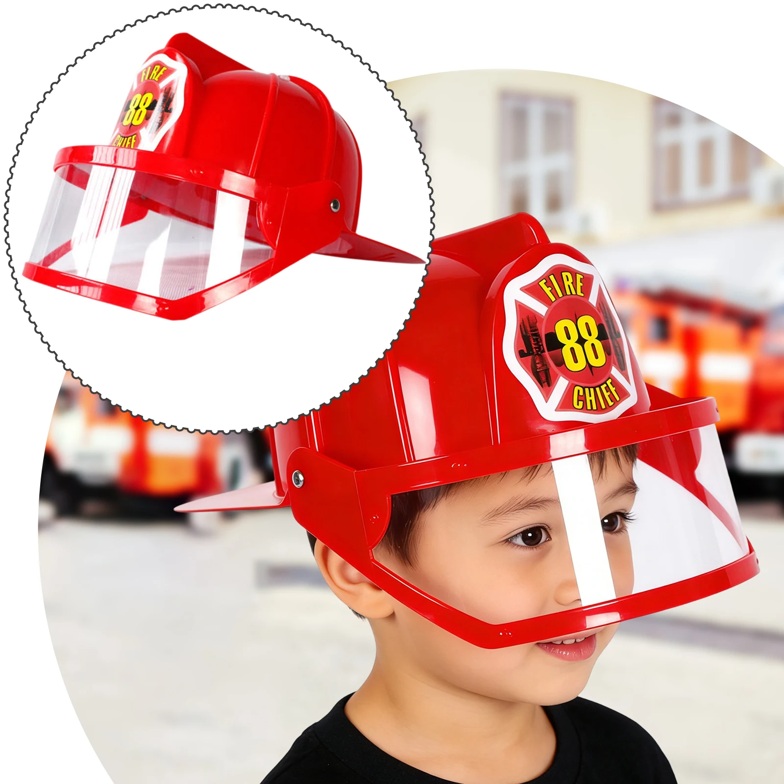 Children Kids Fireman Hat Fireman Gear Boy Girl Trendy Party Fire Safety Cap,Kids Cosplay Prop Role Play Dress Up Accessory