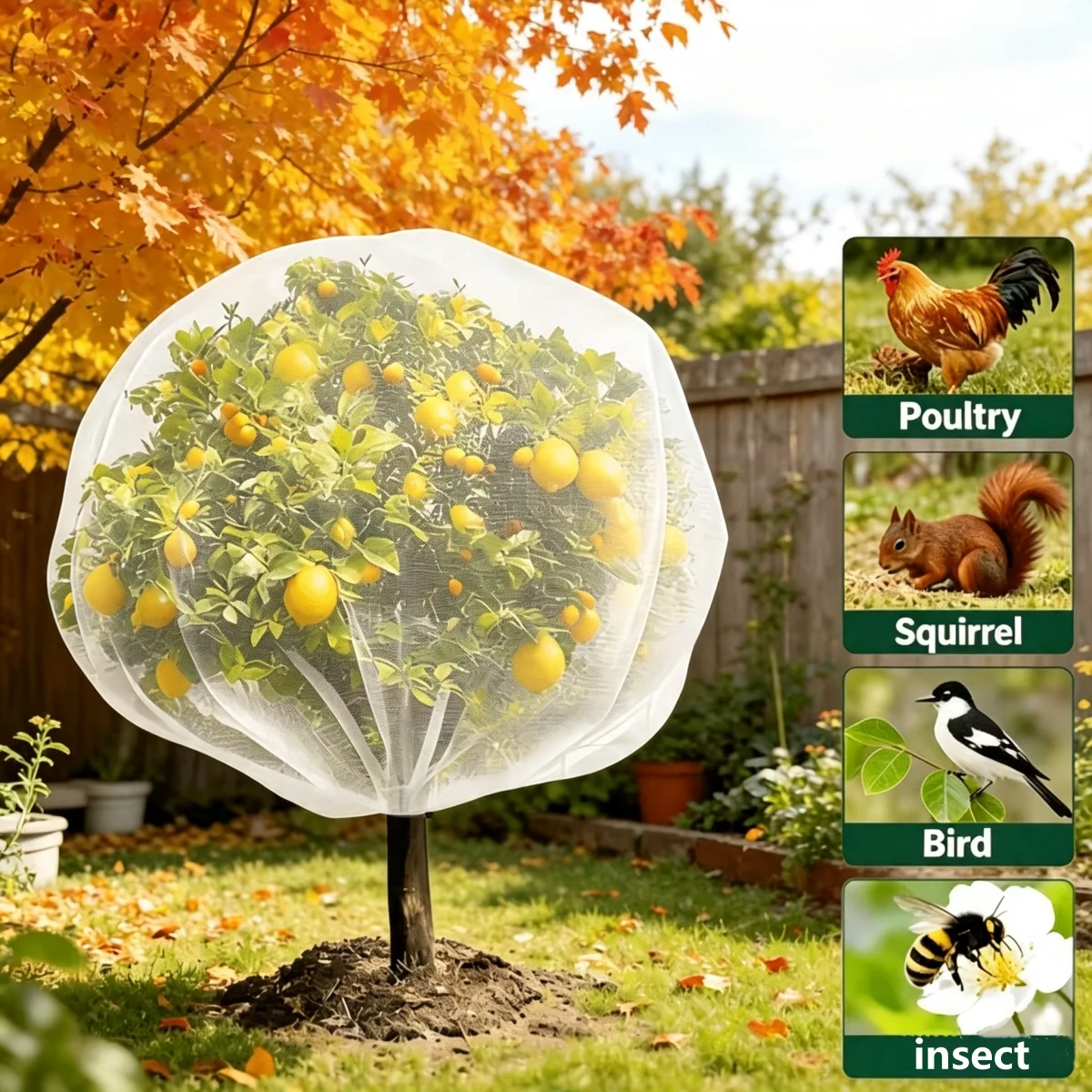 Drawstring Garden Bird Net Insect Bug Isolation Cover Tomato Protector Bag for Bird Cicada Barrier Vegetable Blueberry Bush
