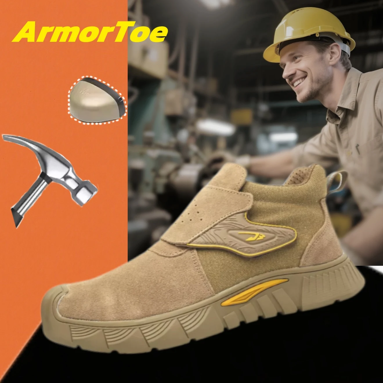 

ArmorToe Anti-scald Welding Shoes Refractory Flower Heat Insulation Anti-smash Put Puncture Steel Head Safety Shoes #Armor2769