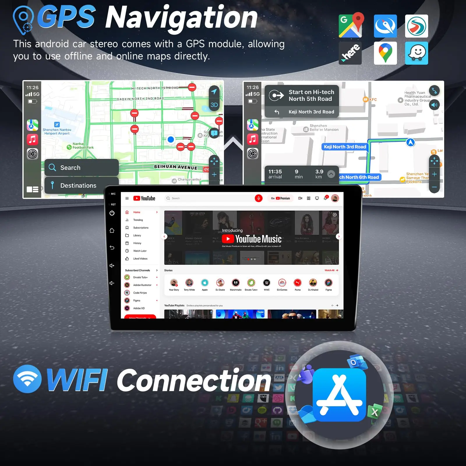 شاشة لمس IPS مقاس 9 بوصة لسيارة Toyota Tacoma Stereo مع Carplay Android Auto/Bluetooth/GPS/WiFi/Camera/MIC+Can Bus(FIT-J.B.L)