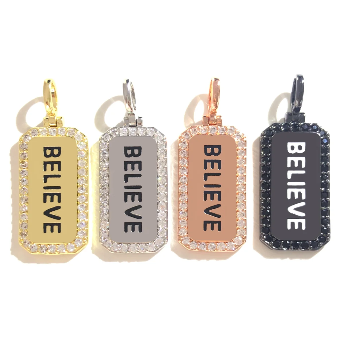 5 قطعة نعتقد كلمة العلامة سحر إقتباس ديني قلادة للنساء فتاة سوار قلادة صنع مايكرو تمهيد الذهب لوحة بلينغ مجوهرات #1