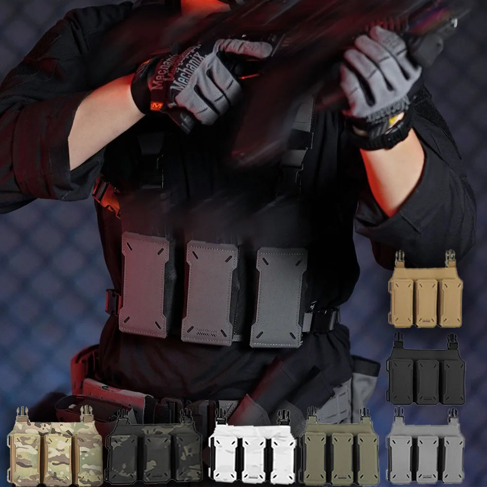 

Tactical Plate Carrier Pouch,Compatible MPX MP7 Triple Four Mag Pouch, Chest Rig Gear Accessory for Outdoor Airsoft Hunting Vest