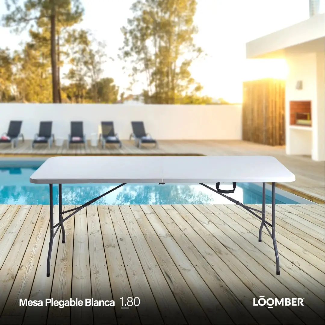 مجموعة مكونة من 4 طاولات بيضاء قابلة للطي 180 فيرونا للمناسبات والاجتماعات – الشحن من المكسيك