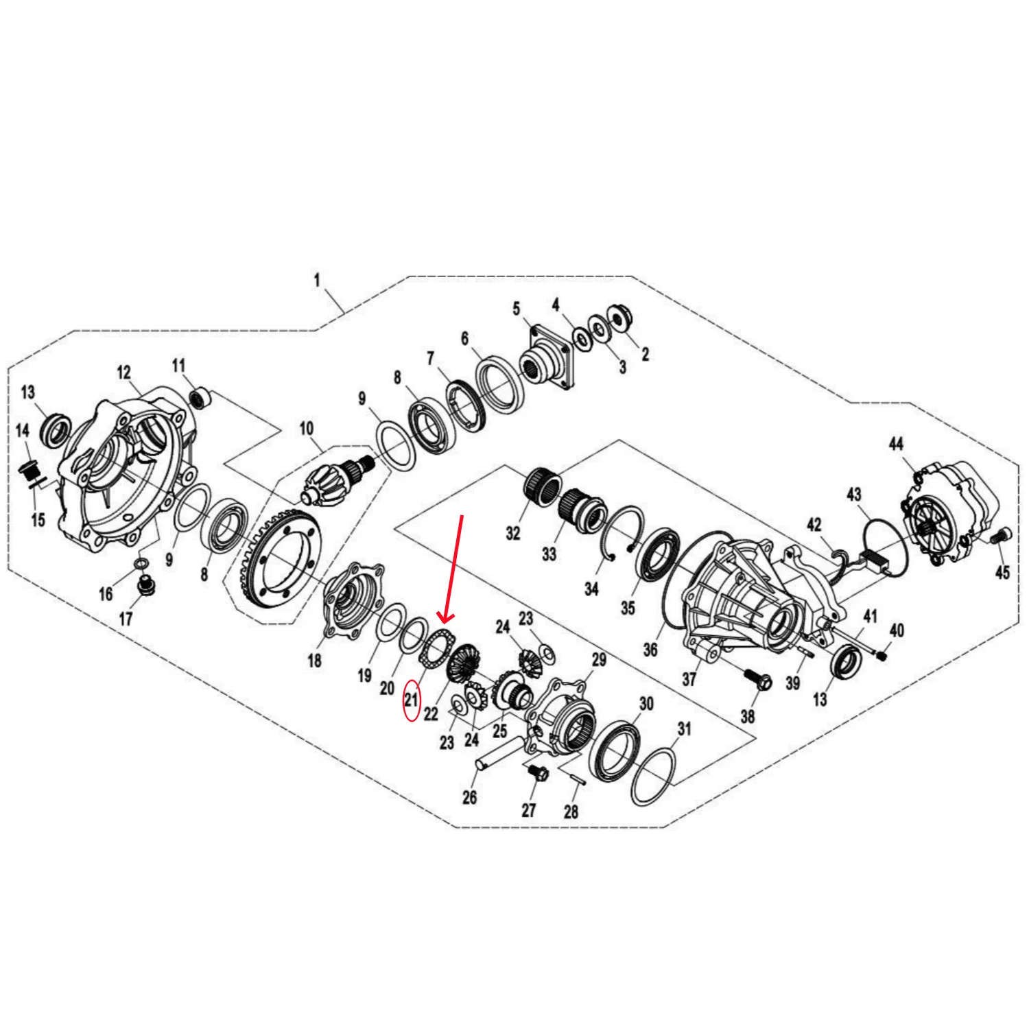 Front Differential Shim for CFmoto 400 450 191Q 500 CF188 500S 520 550 191R 600 CF196 625 191S 800 850 950 1000 0180-313009-0010