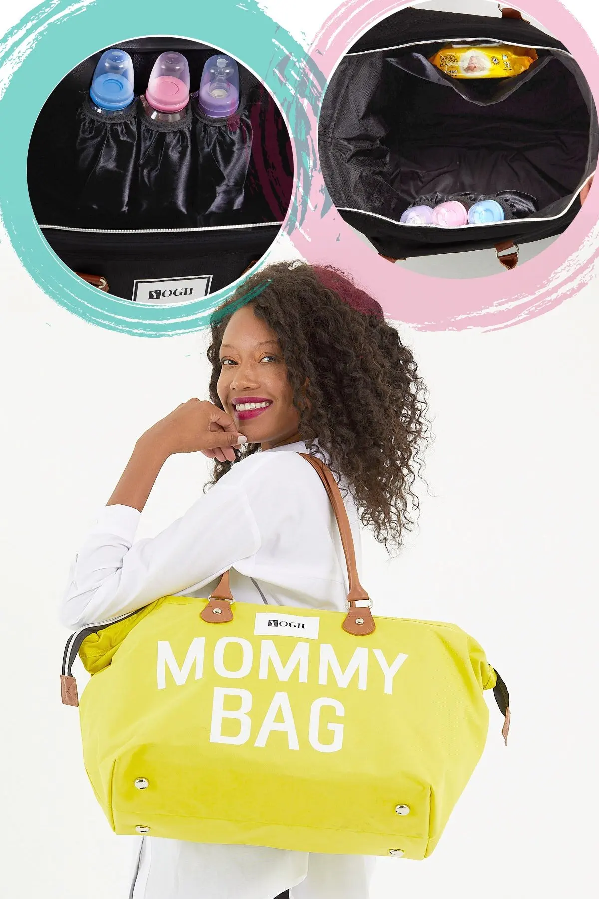 Borsa per mamma borsa per mamma gialla per la cura del bambino e borsa per bebè 2022 borsa per mamma Organizer per passeggino zaino da viaggio per